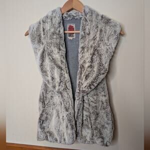 Burning Torch Arctic Fox Faux Fur Vest Gray Open Front Small
